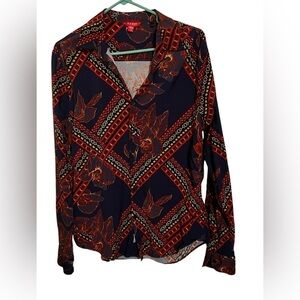 Guess Long Sleeve Women's Button up Red/Blue Shirt Medium